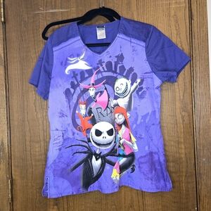 Disney Purple Nightmare Before Christmas Scrub Top Sz M